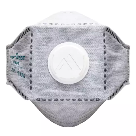 Portwest EAGLE FFP3 Valved Carbon Fold Flat Respirator, White