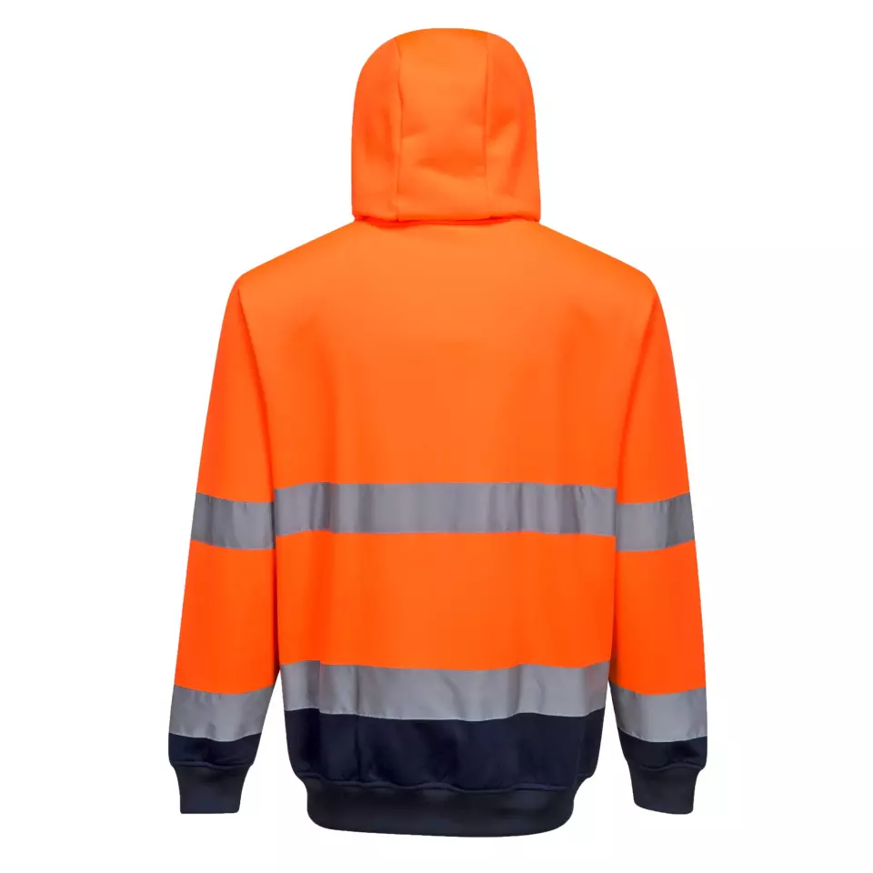 Portwest B317ONR, Hi-Vis Contrast Zipped Hoodie, Orange/Navy, image 2, gallery thumbnail