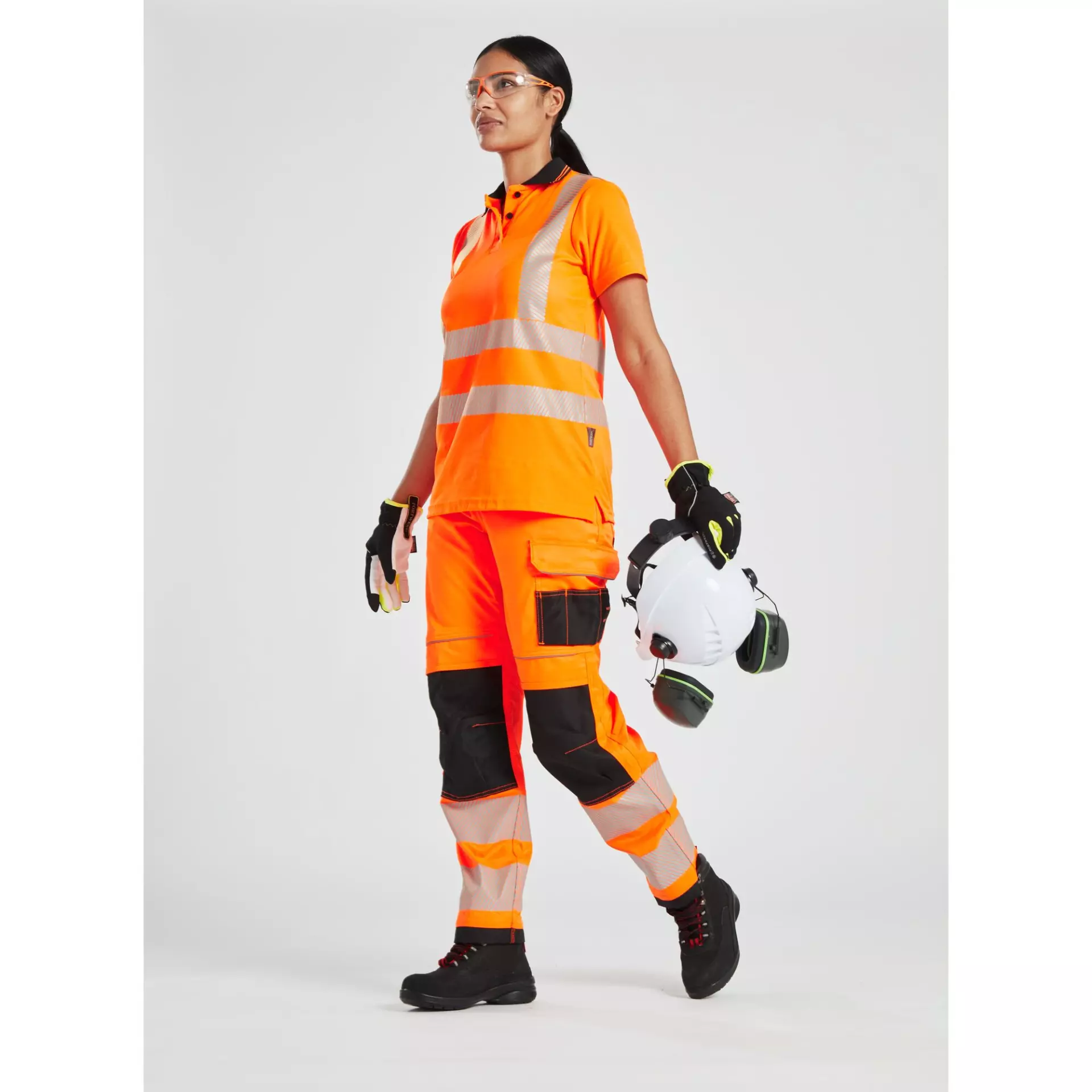 Portwest LW72OBR, Hi-Vis Women's Cotton Comfort Pro Polo Shirt S/S, Orange/Black, image 10