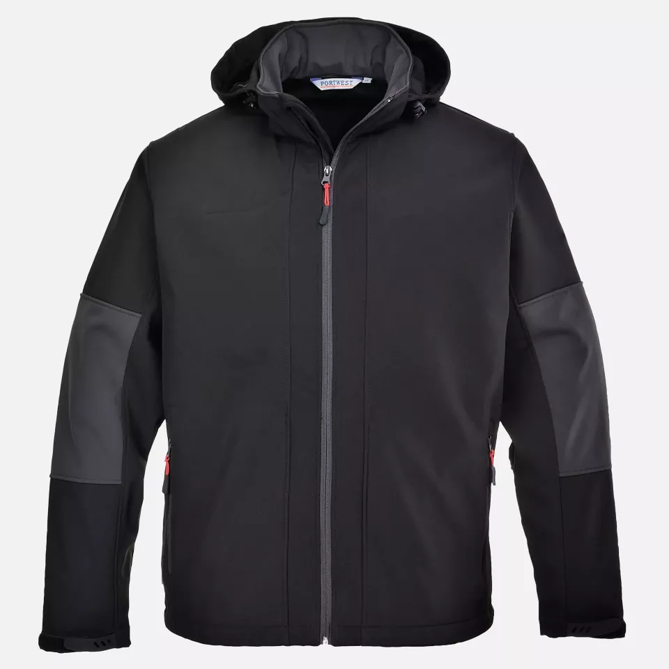 Portwest TK53BKR, Hooded Softshell (3L), Black, image 1, gallery thumbnail