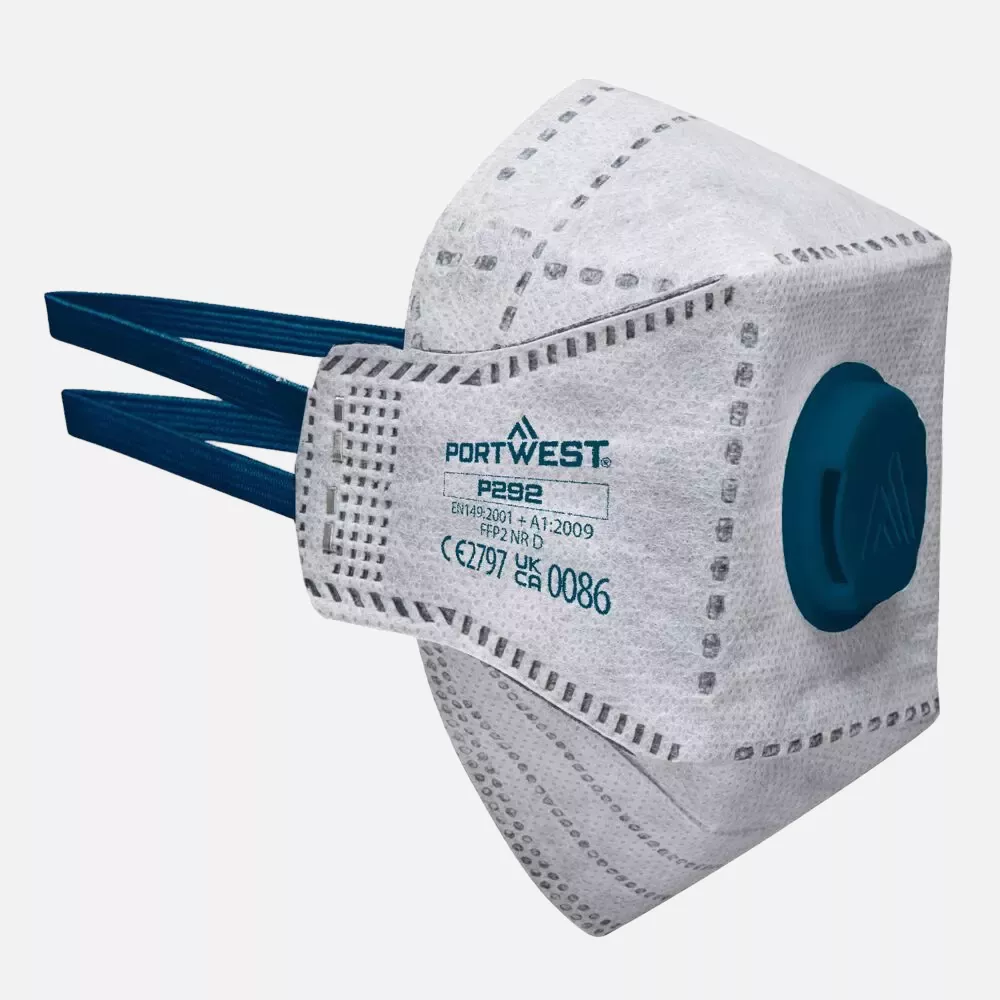 Portwest P292WHR, EAGLE FFP2 Aktivkohle-Faltmaske mit Ventil, Weiß, image 2