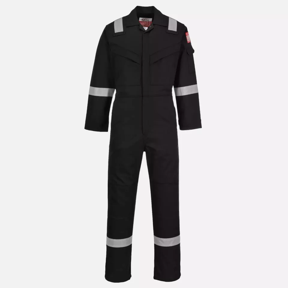 Portwest FR50BKR, Bizflame Work Anti-Static FR Coverall 350g, Black, image 1, gallery thumbnail