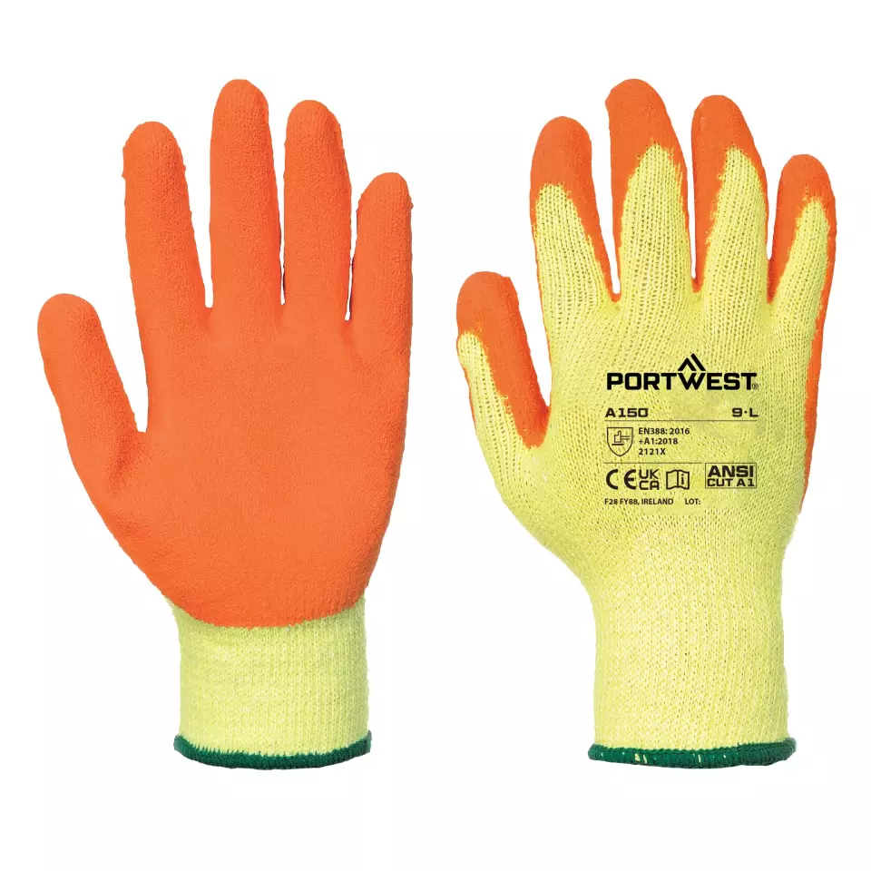 Portwest A150ORR, Classic Grip Glove - Latex, Orange, image 3, gallery thumbnail