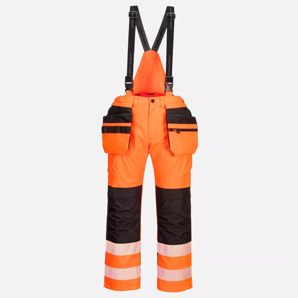 Portwest PW356OBR, PW3 Hi-Vis Rain Trousers, Orange/Black, image 1, gallery thumbnail