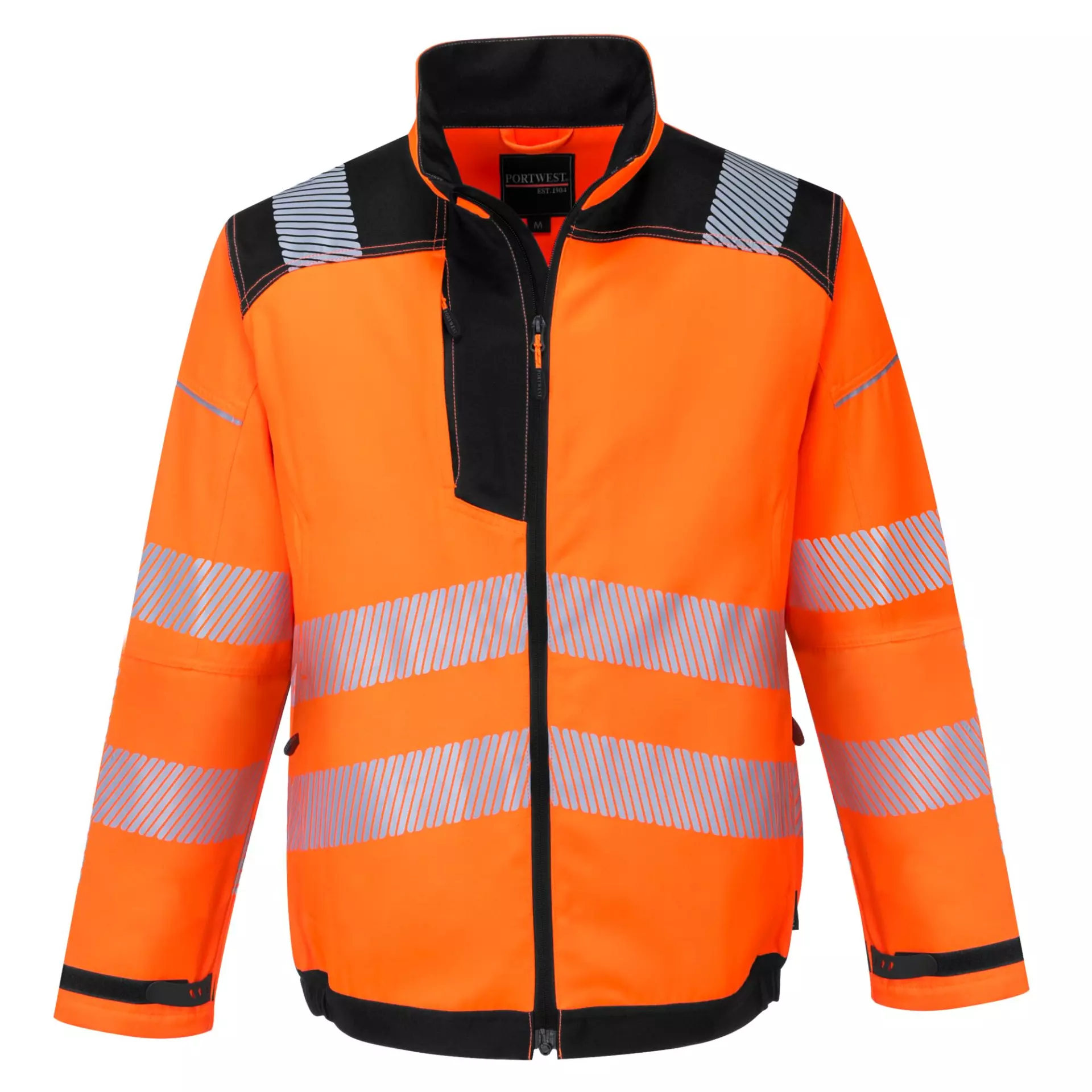 Portwest T500OBR, PW3 Hi-Vis Work Jacket, Orange/Black, image 1