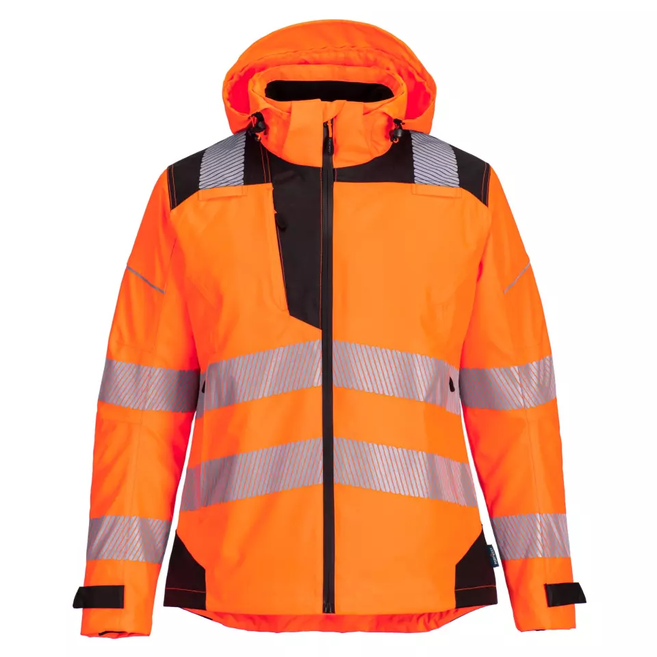 Portwest PW389OBR, PW3 Hi-Vis Women's Rain Jacket, Orange/Black