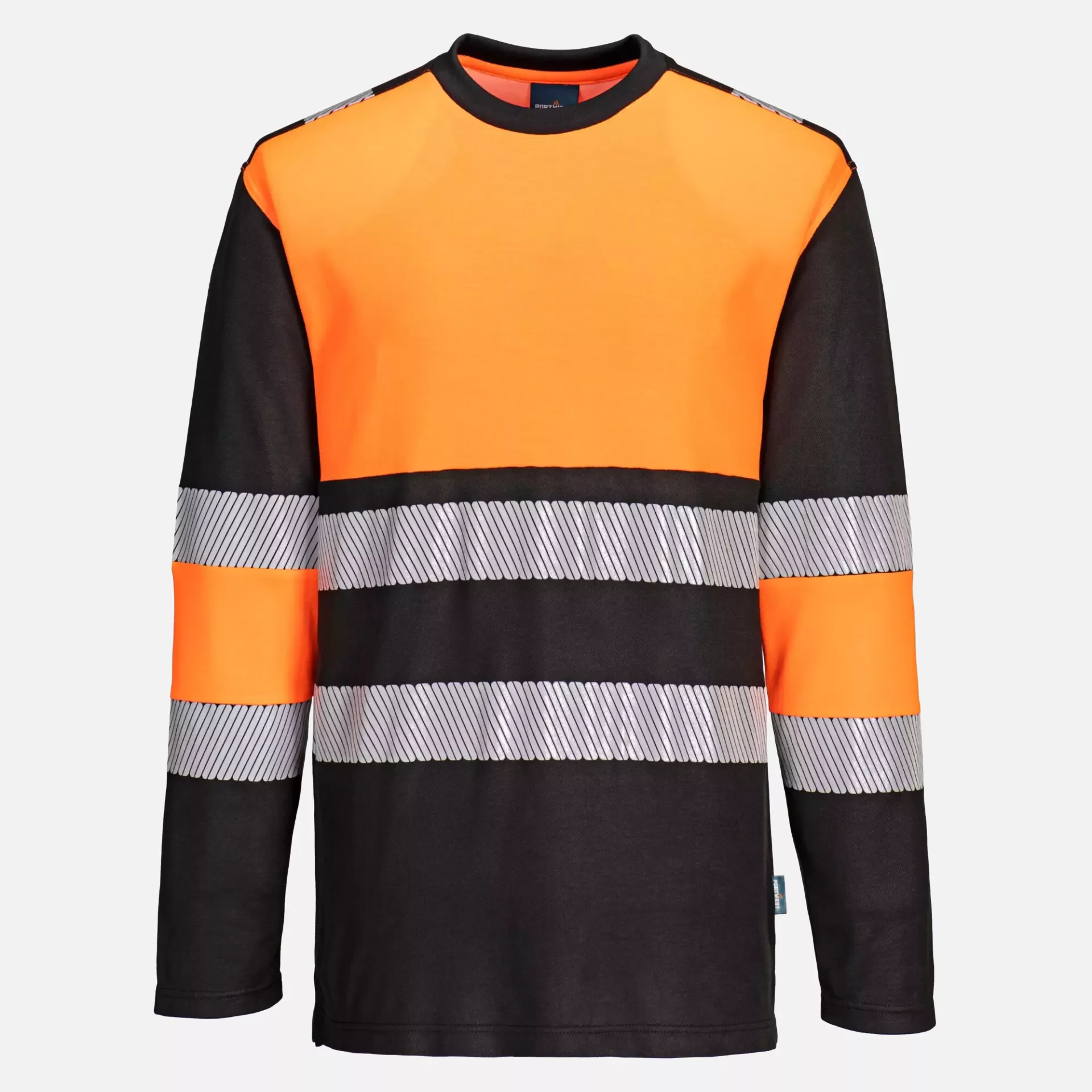 Portwest PW312OBR, PW3 Hi-Vis Cotton Comfort Class 1 T-Shirt L/S, Orange/Black, image 1