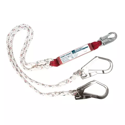Portwest Double 1.8m Lanyard With Shock Absorber, White