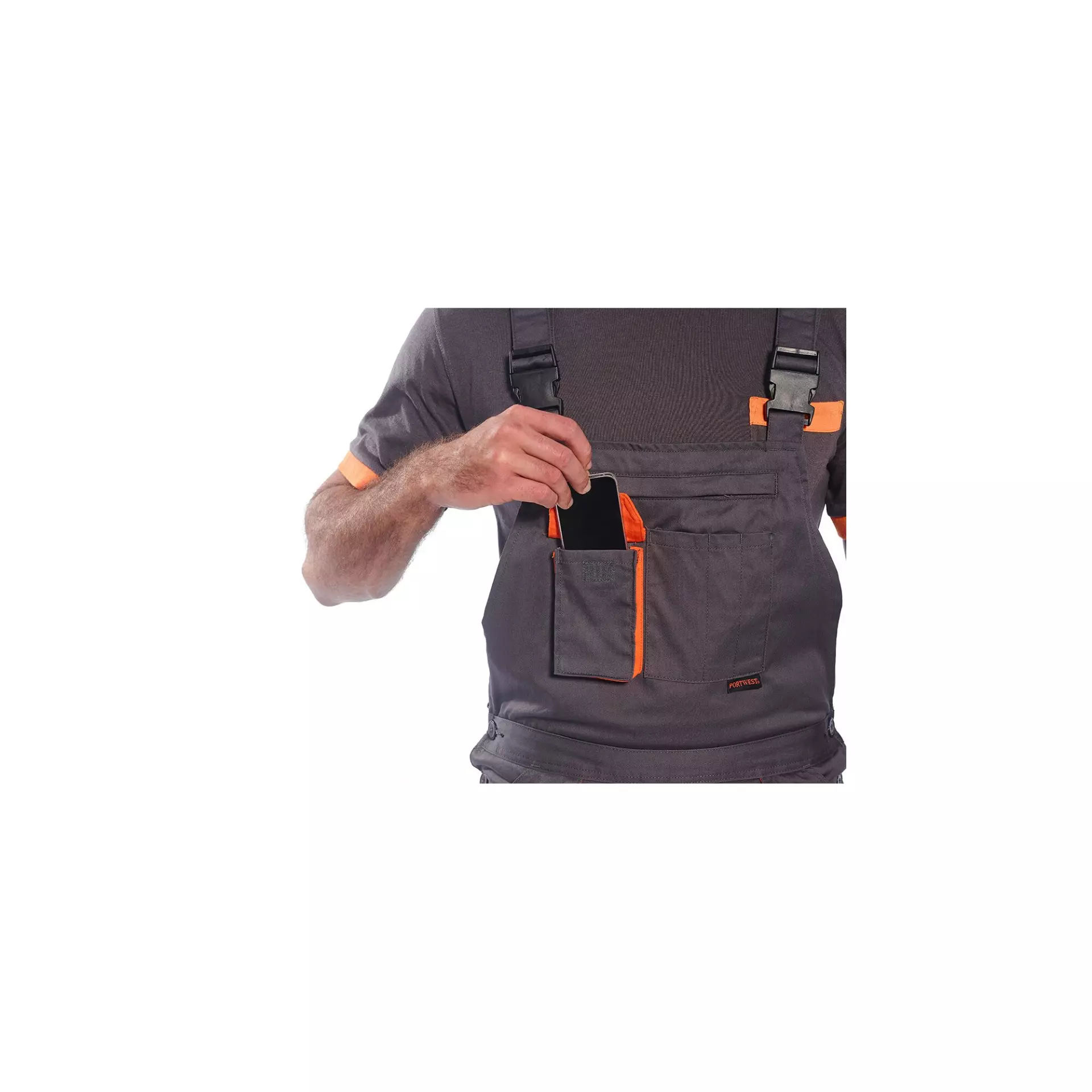 Portwest TX12GRR, Texo Contrast Bib and Brace, Grey, image 6