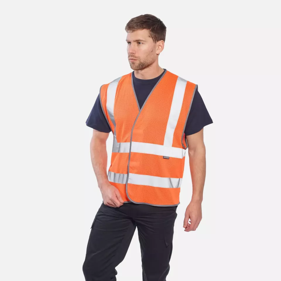 Portwest C370ORR, Hi-Vis Mesh Band and Brace Vest, Orange, image 3, gallery thumbnail