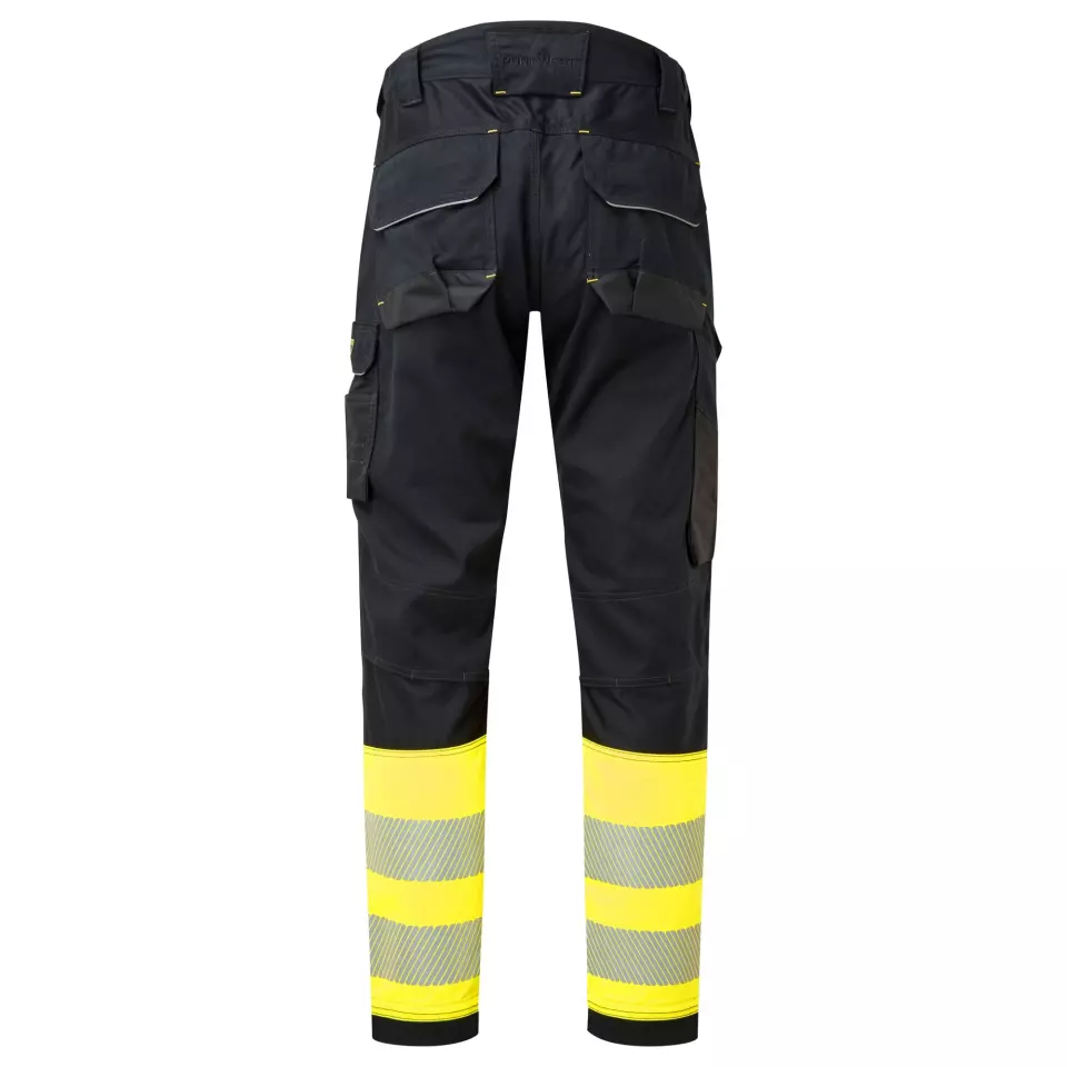 Portwest FR416YBR, PW3 FR Modaflame Hi Vis Class 1 Holster Trousers, Yellow/Black, image 2, gallery thumbnail