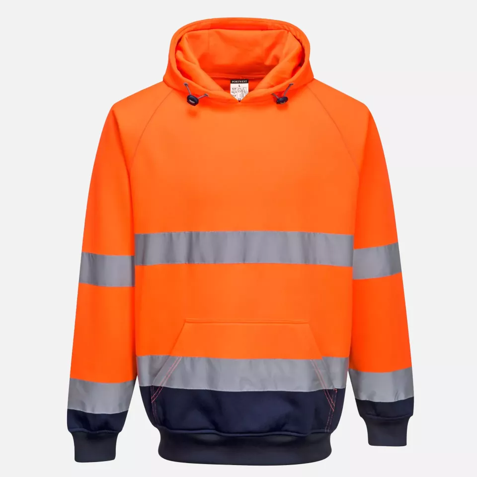 Portwest B316ONR, Hi-Vis Contrast Hoodie, Orange/Navy, image 1, gallery thumbnail