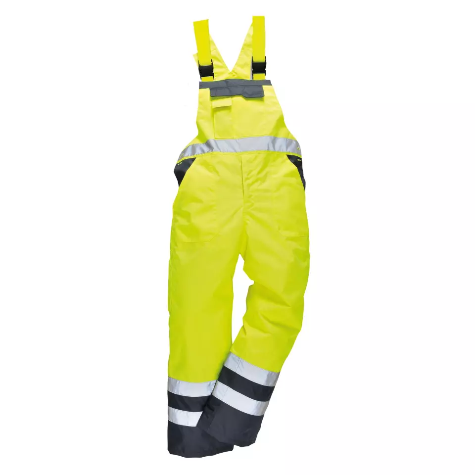 Portwest S488YNR, Hi-Vis Breathable Contrast Rain Bib and Brace, Yellow/Navy, image 4, gallery thumbnail