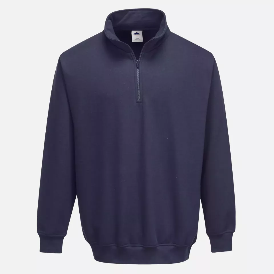 Portwest B309NAR, Sorrento Zip Neck Sweatshirt, Navy, image 1, gallery thumbnail