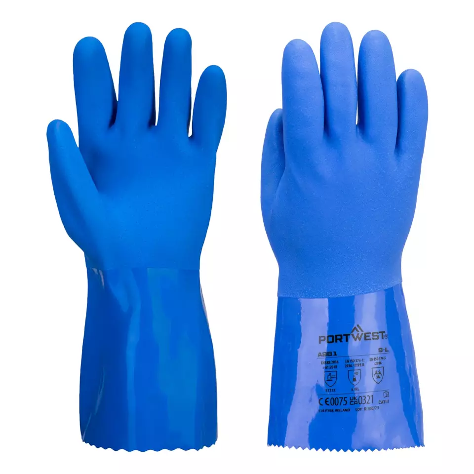 Portwest A881BLU, Marine Ultra PVC Chemikalien-Stulpenhandschuh, Blau, image 1, gallery thumbnail
