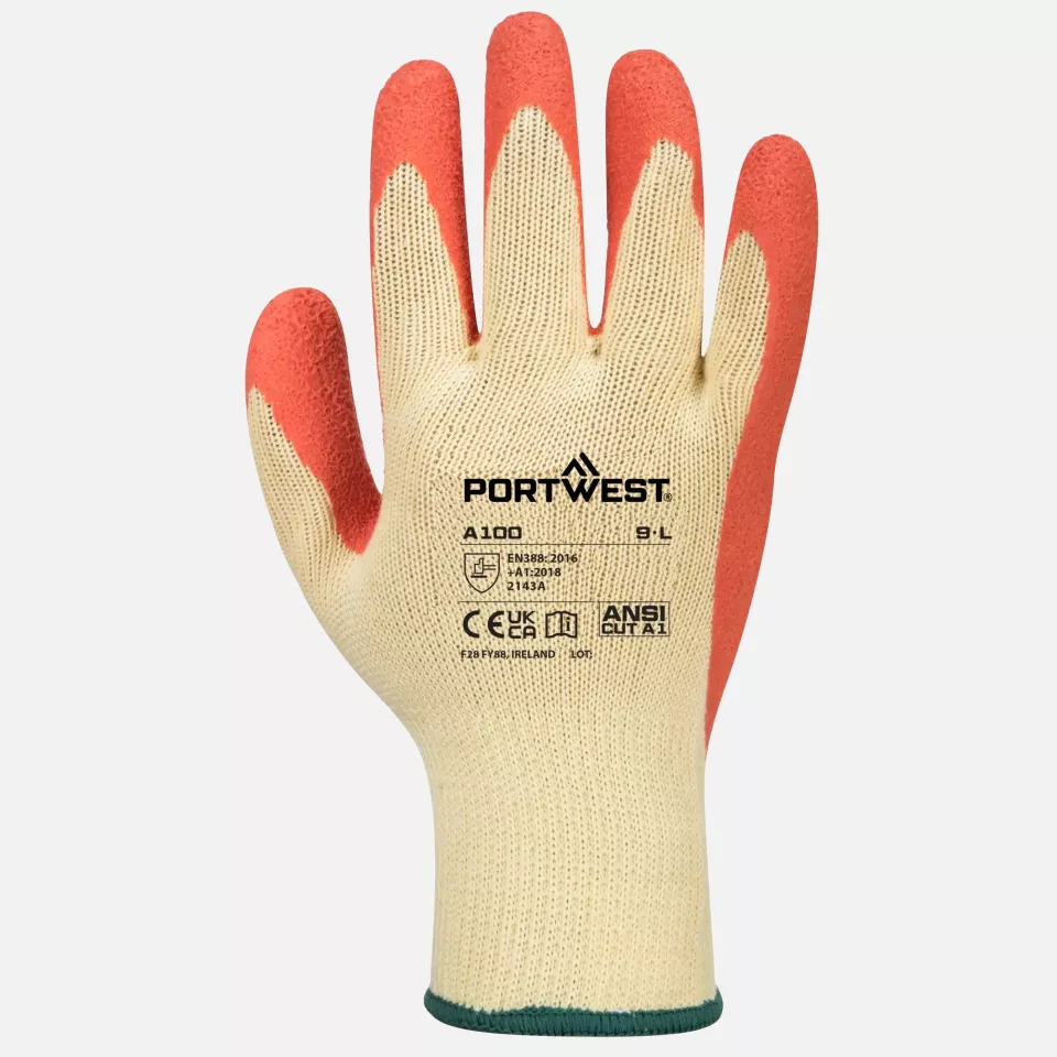 Portwest A100ORR, Grip Glove - Latex, Orange, image 1, gallery thumbnail