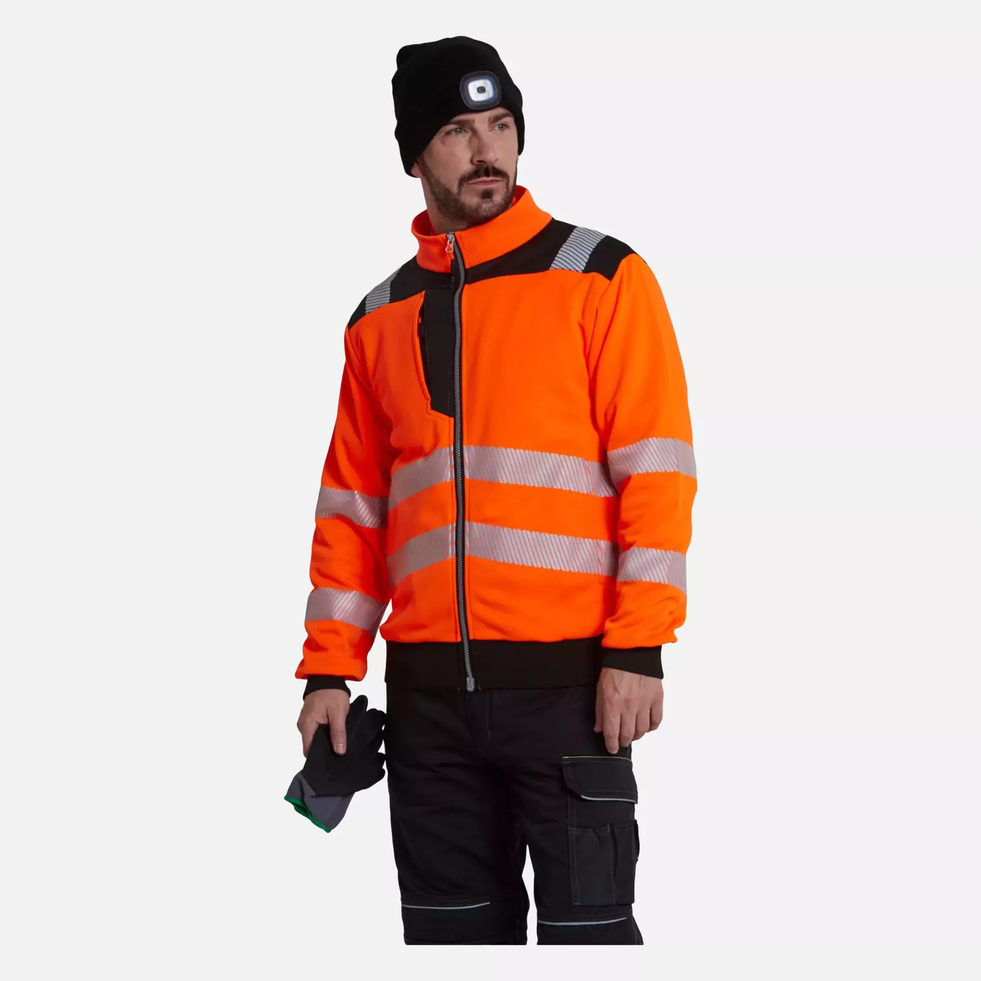 Portwest PW370OBR, PW3 Hi-Vis Zip Sweatshirt, Orange/Black, image 8