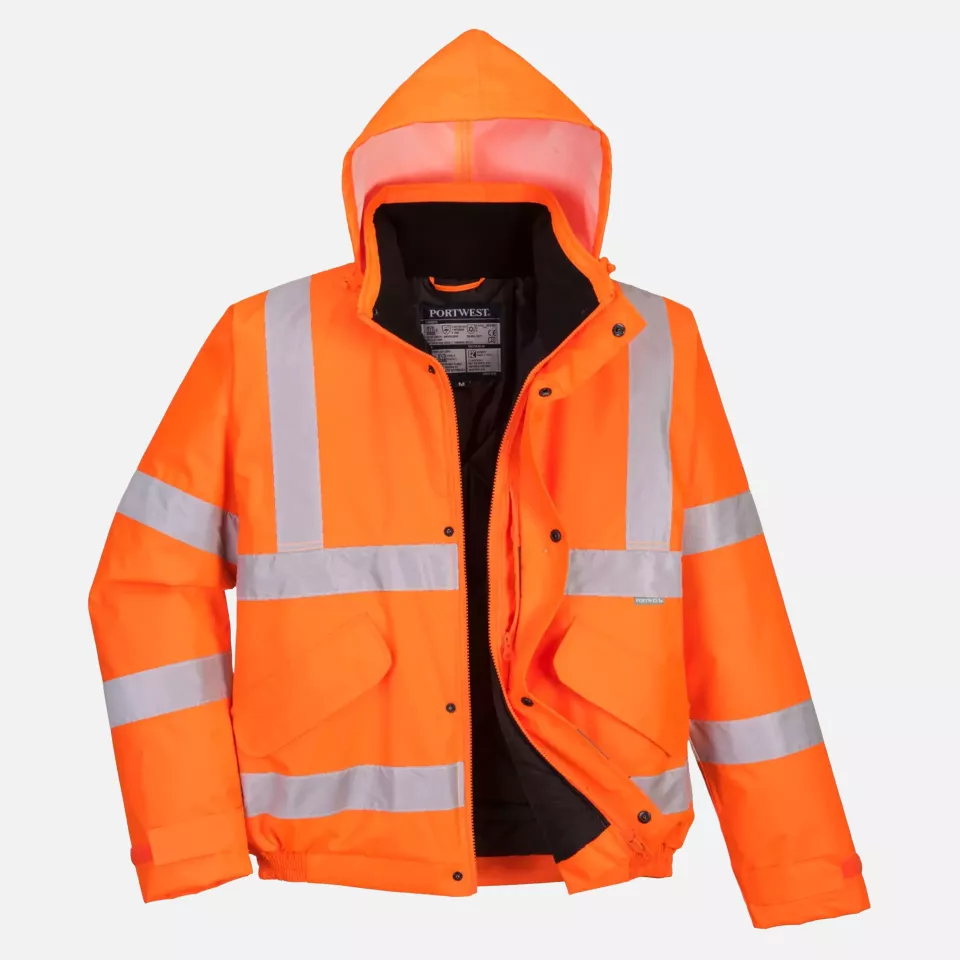Portwest S463ORR, Hi-Vis Winter Bomber Jacket, Orange, image 4, gallery thumbnail