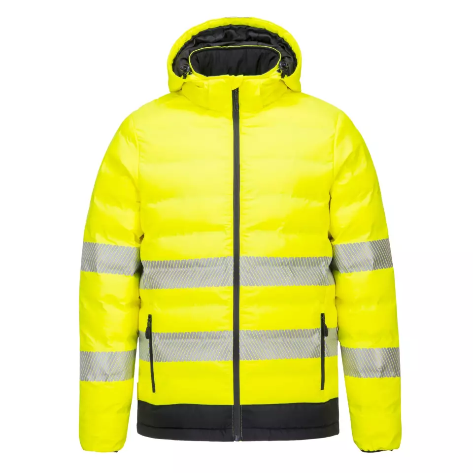 Portwest S548YBR, Hi-Vis Ultrasonic Heated Tunnel Jacket, Yellow/Black, image 1, gallery thumbnail