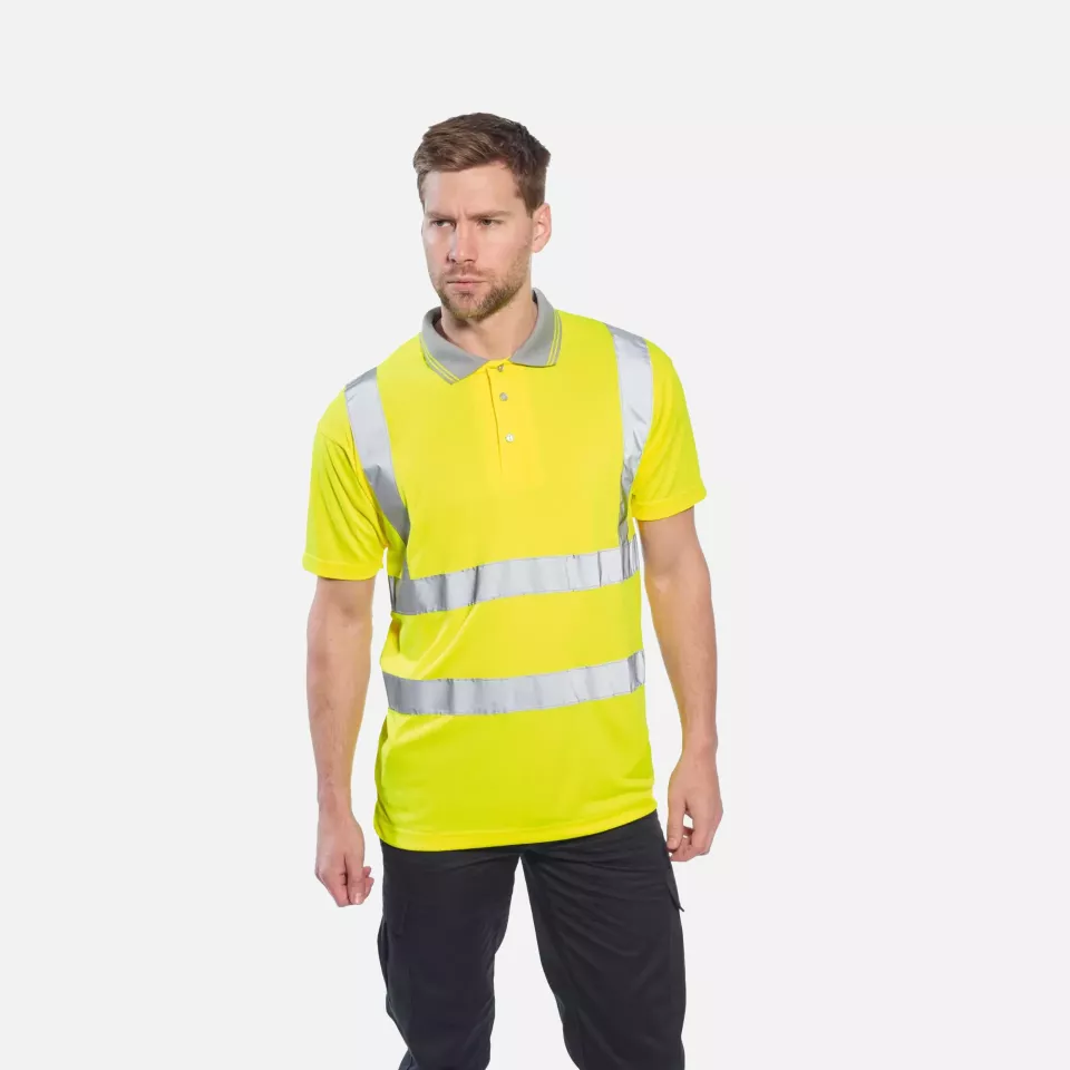 Portwest S477YER, Hi-Vis Polo Shirt S/S, Yellow, image 4, gallery thumbnail