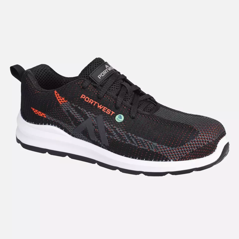 Portwest FC06BKD, Eco Fly Composite Trainer S1PS SR FO, Black/Red, image 4, gallery thumbnail