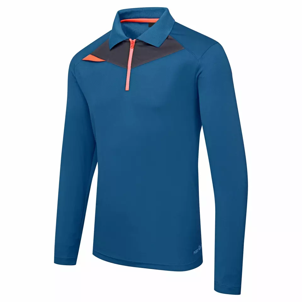 Portwest DX414MBR, DX4 Polo Shirt L/S, Metro Blue, image 3, gallery thumbnail