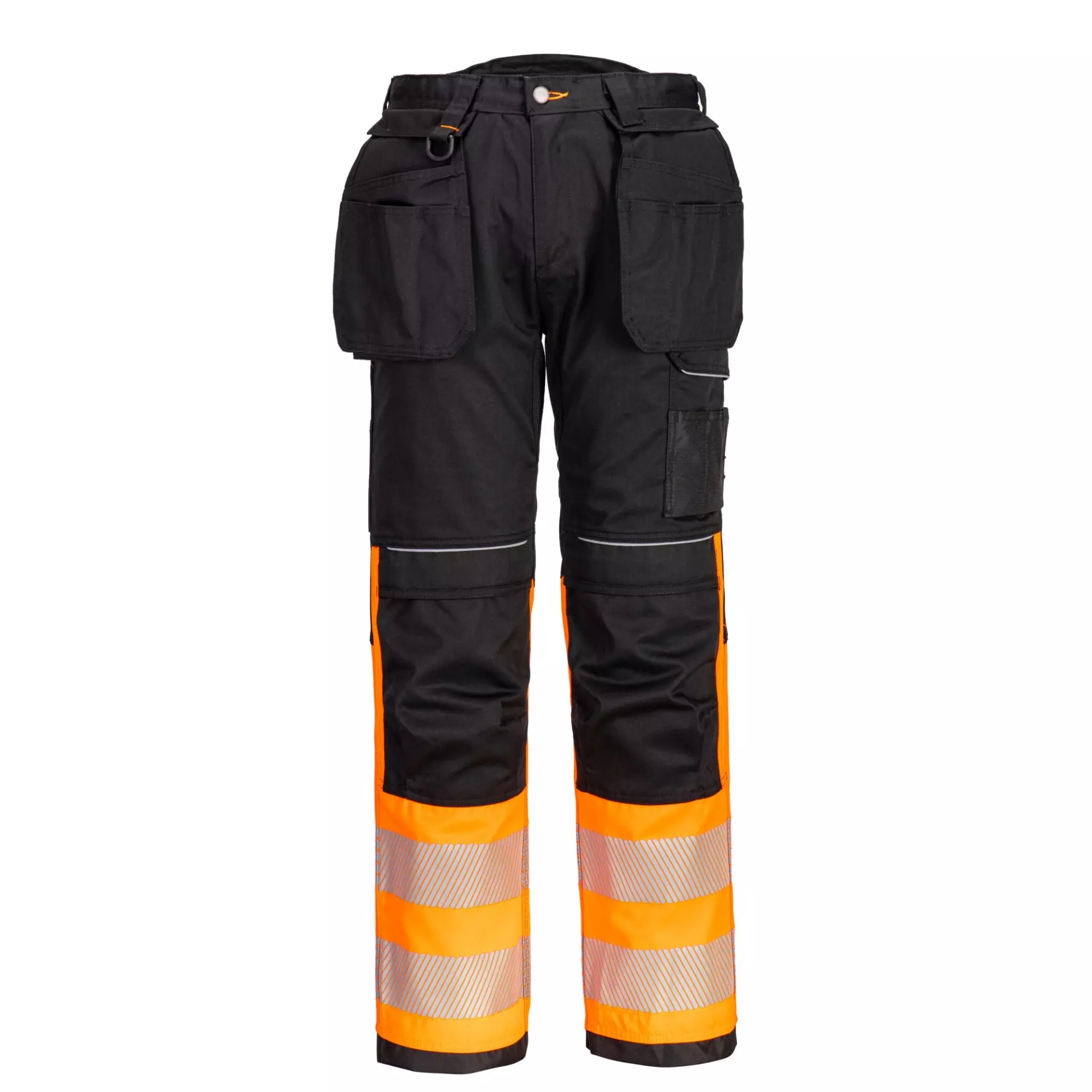 Portwest PW307OBR, PW3 Hi-Vis Class 1 Holster Pocket Trousers, Orange/Black, image 1