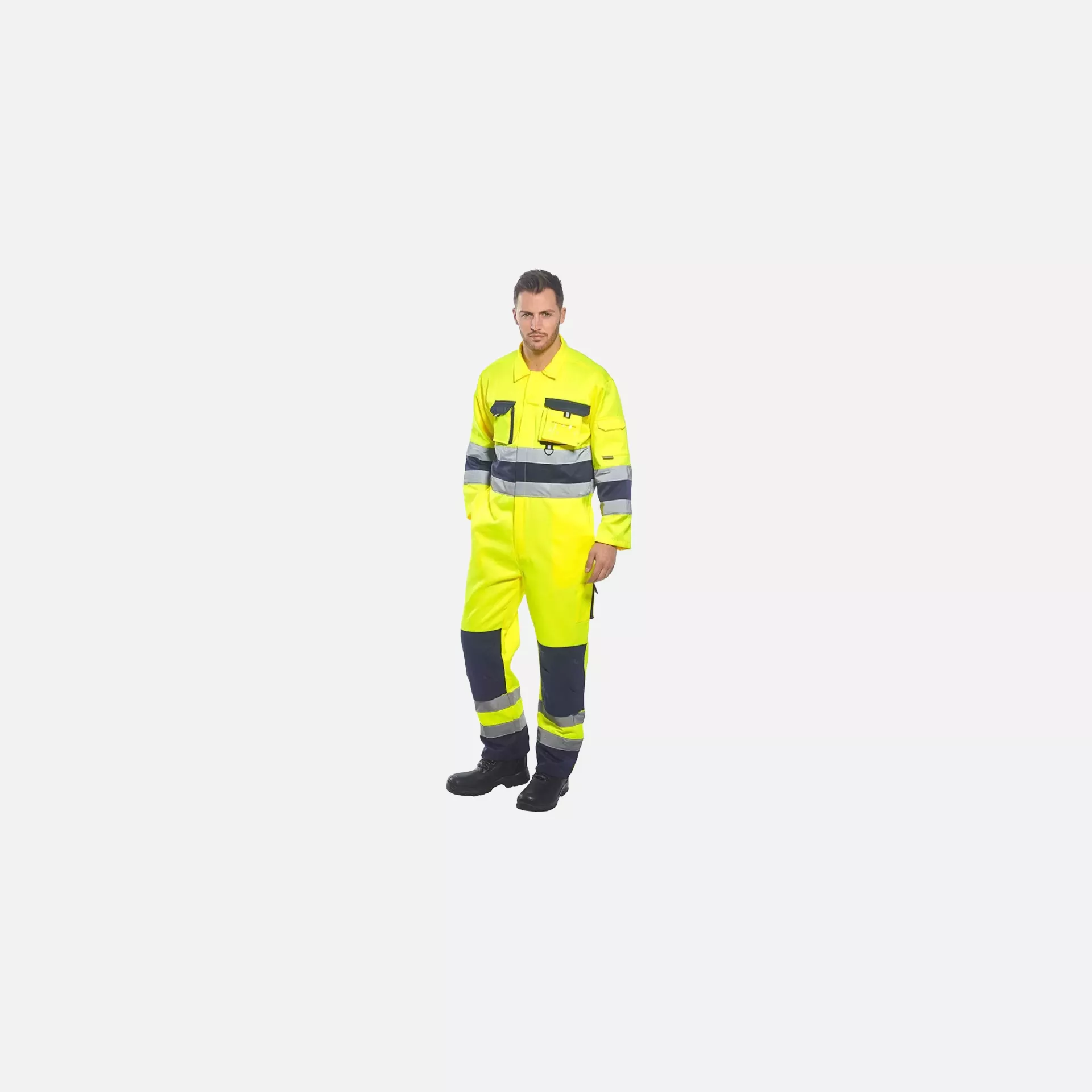 Portwest TX55YNR, Nantes Hi-Vis Contrast Work Coverall, Yellow/Navy, image 4