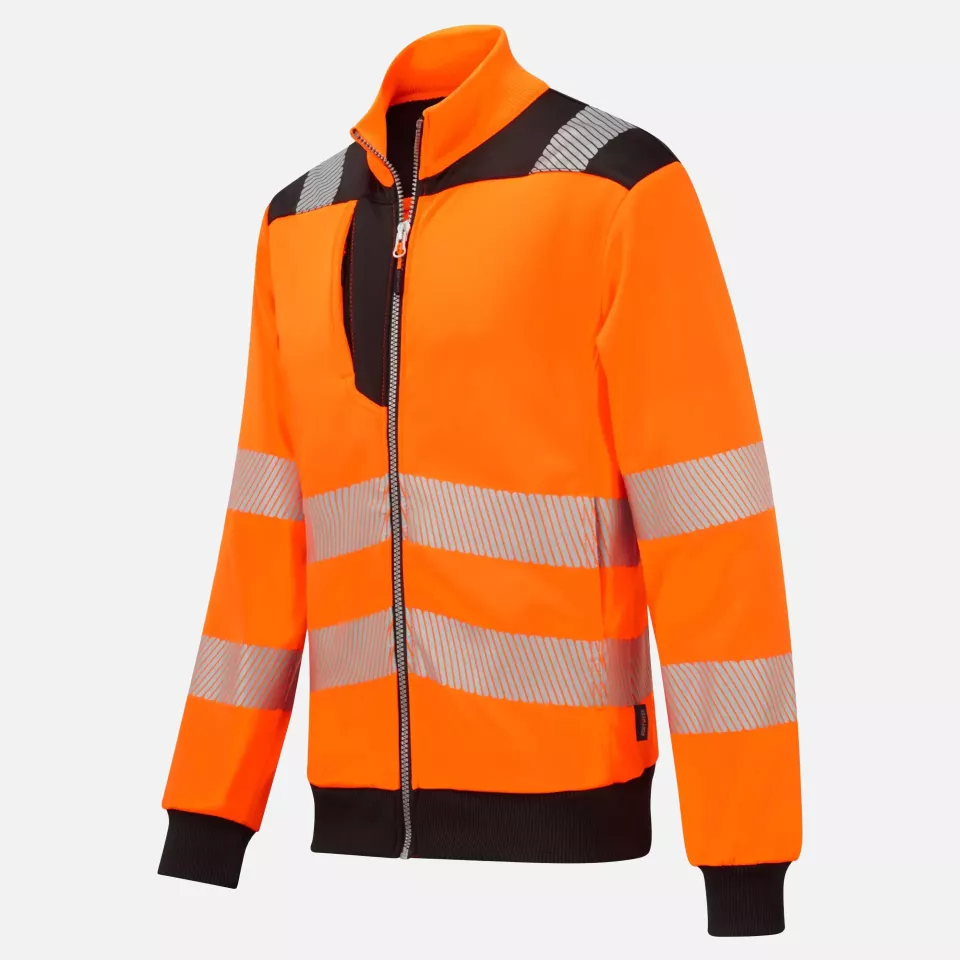 Portwest PW370OBR, PW3 Hi-Vis Zip Sweatshirt, Orange/Black, image 6, gallery thumbnail
