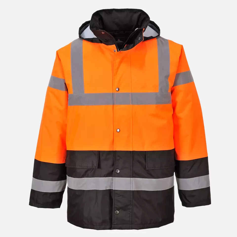 Portwest S467OBR, Hi-Vis Contrast Winter Traffic Jacket, Orange/Black, image 2, gallery thumbnail