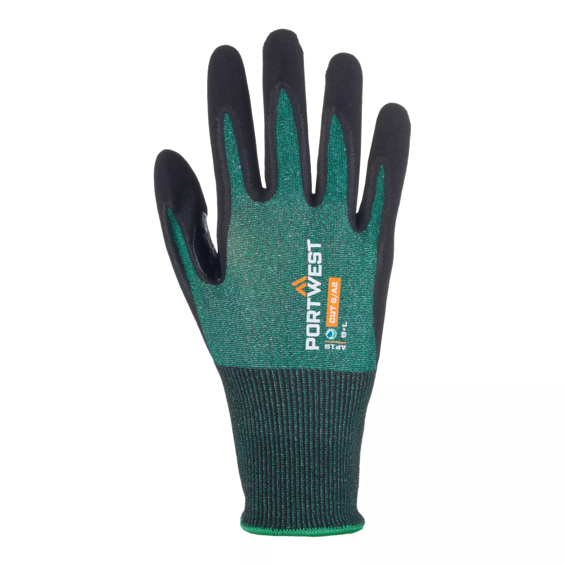 Portwest AP15E8R, SG Cut B18 Eco Nitrile Glove, Green/Black, image 1