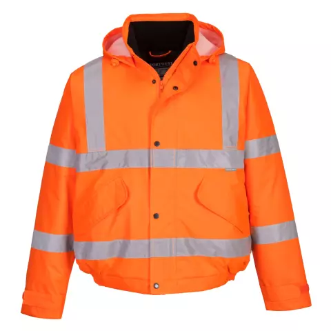 Portwest Hi-Vis Winter Bomber Jacket, Orange