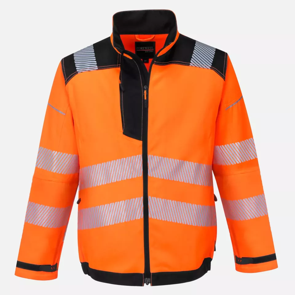 Portwest T500OBR, PW3 Hi-Vis Work Jacket, Orange/Black, image 1, gallery thumbnail