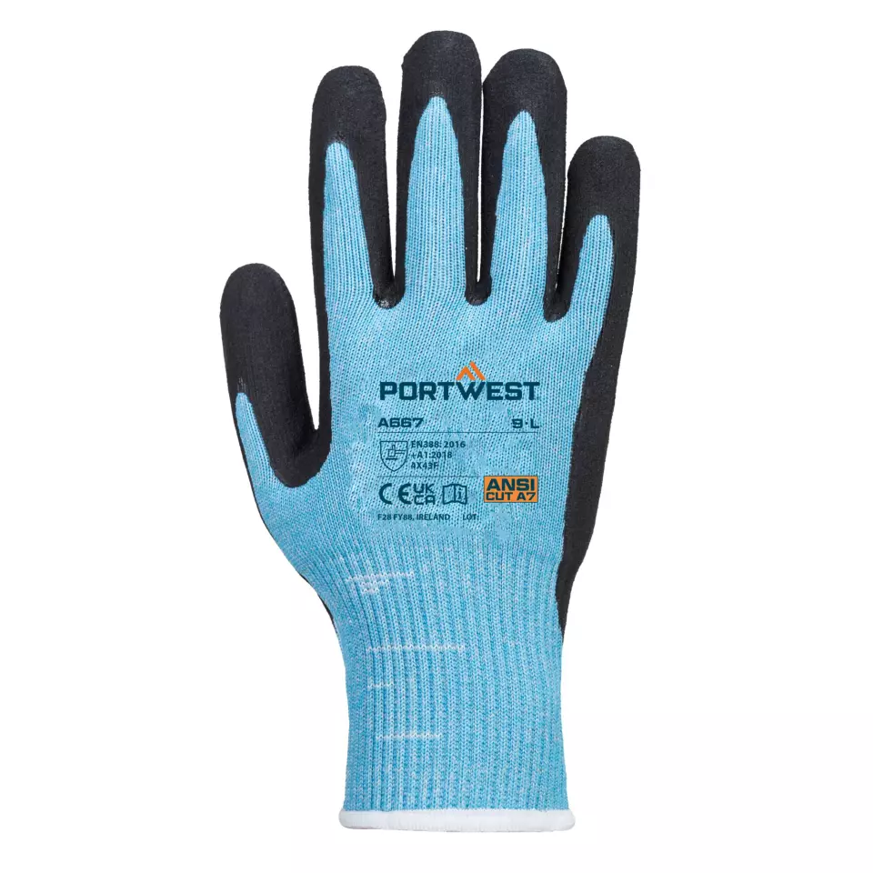 Portwest A667B8R, Claymore Cut F13 Nitrile Glove, Blue/Black, image 1, gallery thumbnail