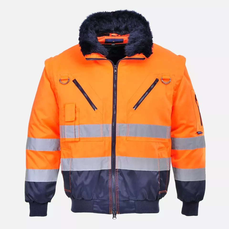 Portwest PJ50ONR, Hi-Vis 3-in-1 Contrast Pilot Jacket, Orange/Navy, image 2, gallery thumbnail