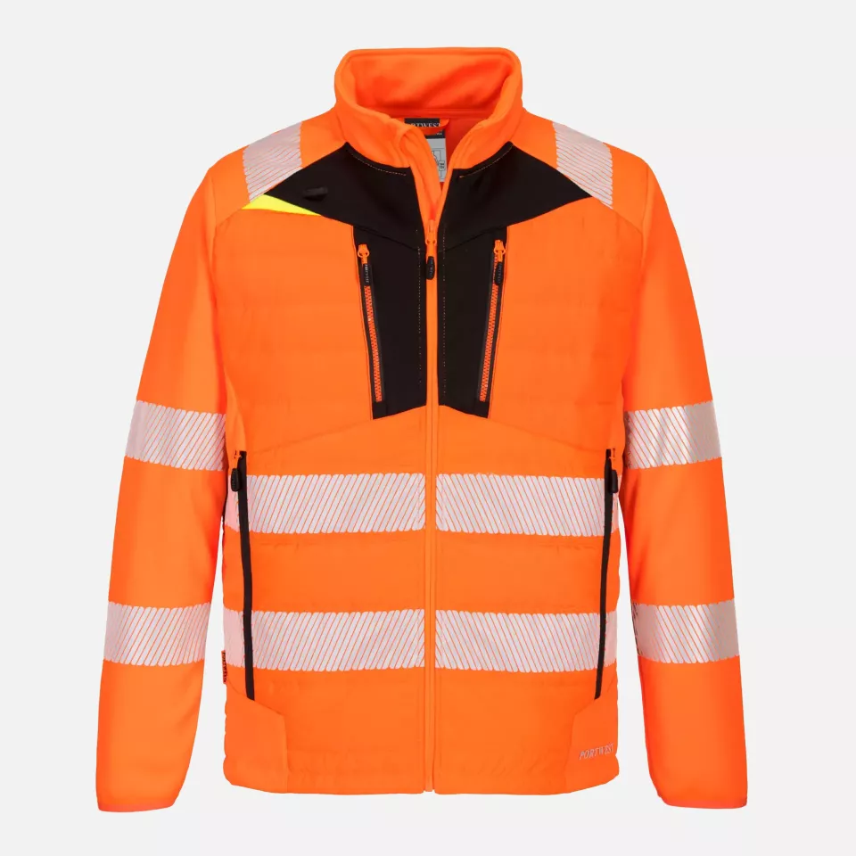 Portwest DX473OBR, DX4 Hi-Vis Hybrid Baffle Jacket, Orange/Black, image 1, gallery thumbnail