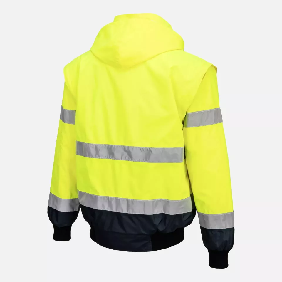 Portwest C465YNR, Hi-Vis 3-in-1 Contrast Bomber Jacket, Yellow/Navy, image 10, gallery thumbnail
