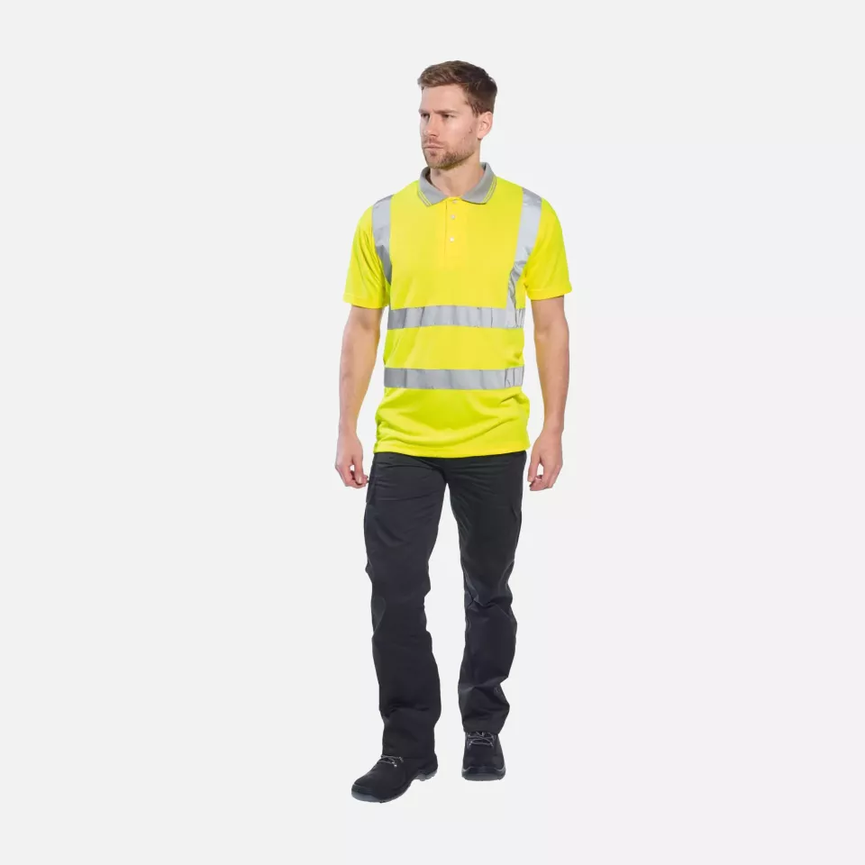 Portwest S477YER, Hi-Vis Polo Shirt S/S, Yellow, image 3, gallery thumbnail
