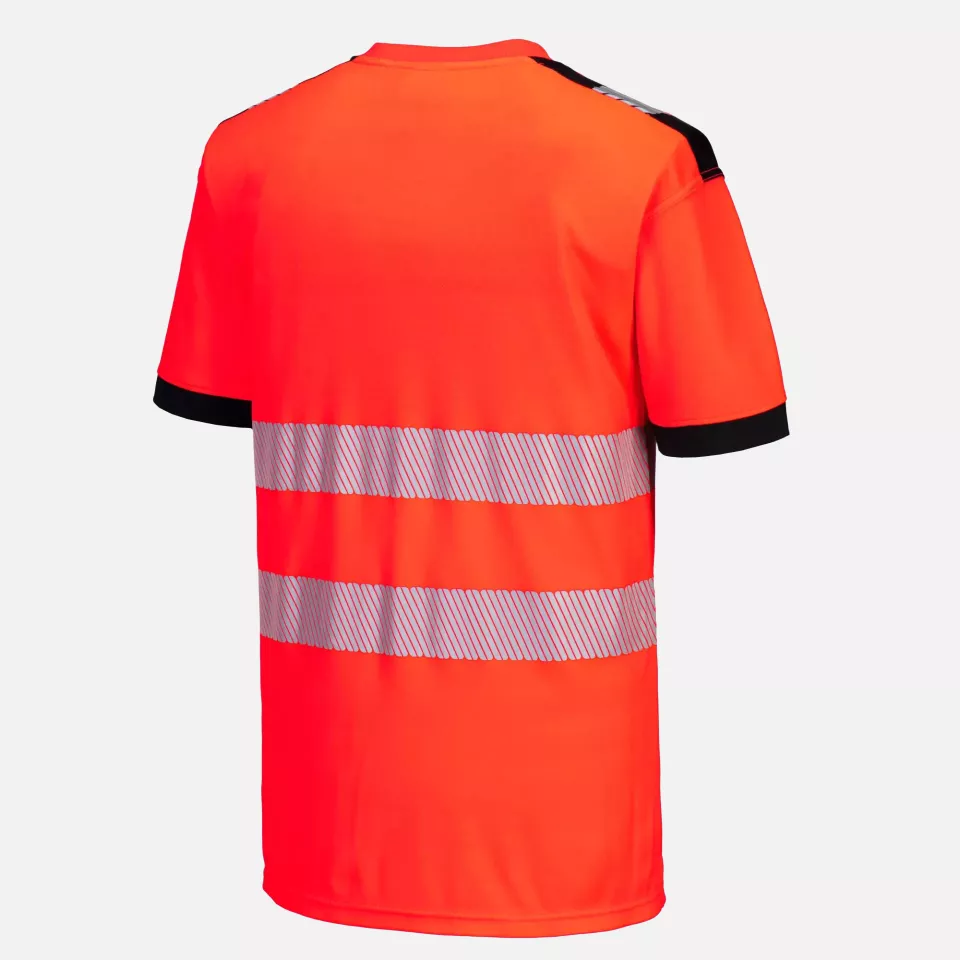 Portwest T181RBK, PW3 Hi-Vis Cotton Comfort T-Shirt S/S, Red/Black, image 2, gallery thumbnail
