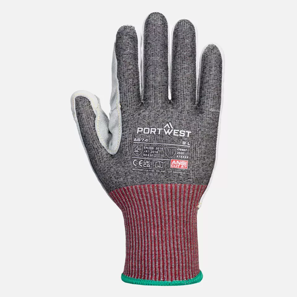Portwest A674K8R, CS Cut F13 Leather Glove, Black, image 1, gallery thumbnail