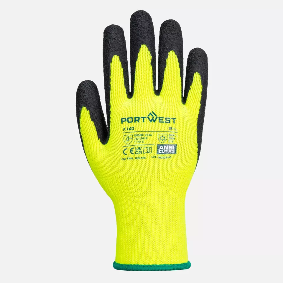 Portwest A140BKR, Thermo Grip Handschuhe - Latex, Schwarz, image 1, gallery thumbnail