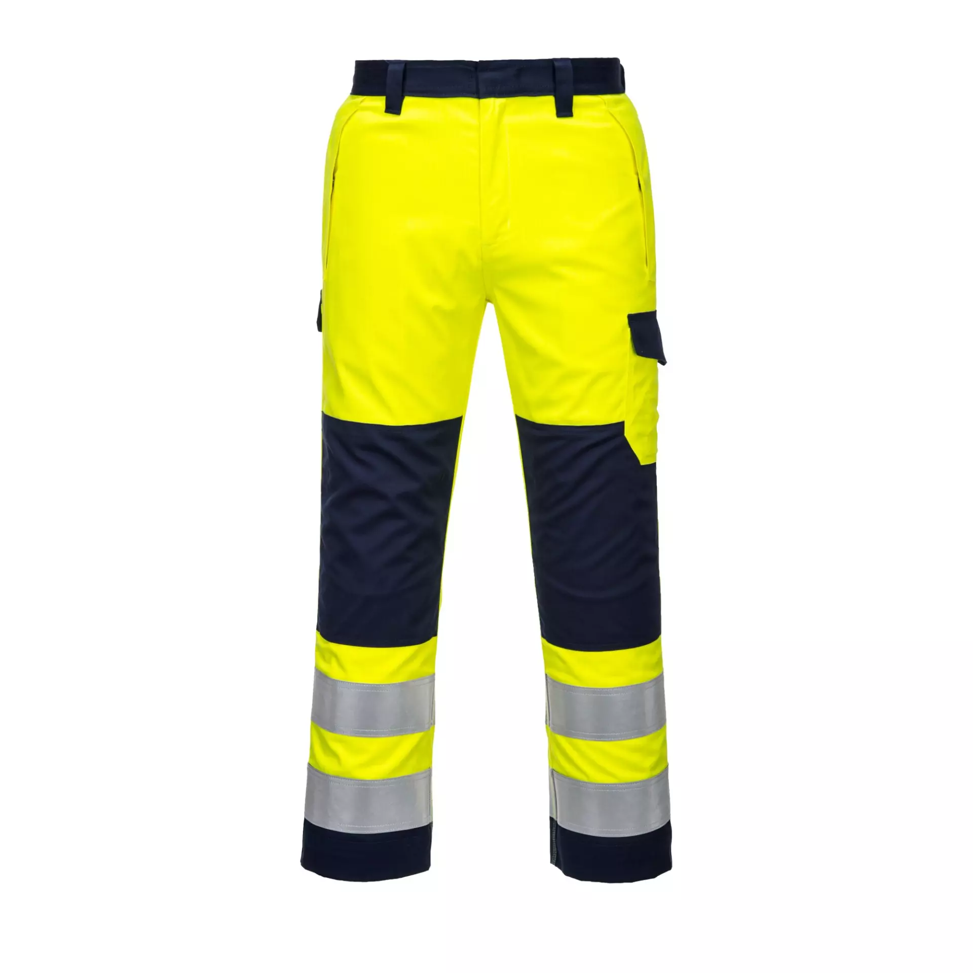 Portwest MV46YNR, Hi-Vis Modaflame Trousers, Yellow/Navy, image 1