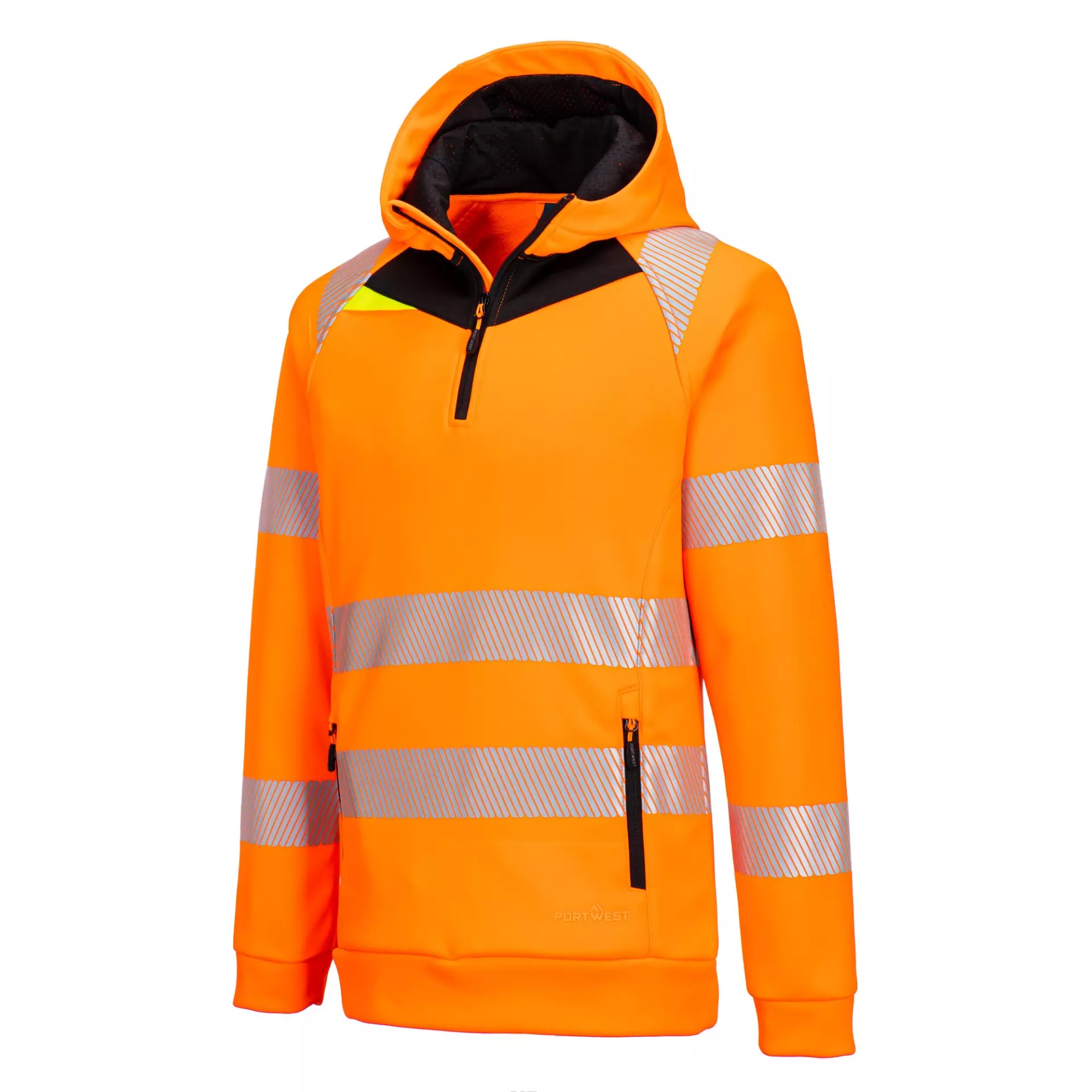 Portwest DX482OBR, DX4 Hi-Vis 1/4 Zip Hoodie, Orange/Black, image 4