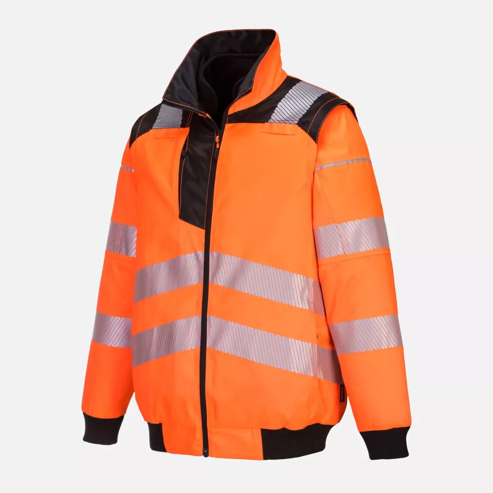 Portwest PW302OBR, PW3 Hi-Vis 3-in-1 Pilot Jacket, Orange/Black, image 4, gallery thumbnail