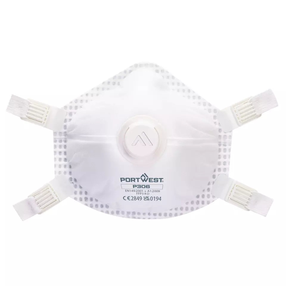 Portwest P306WHR, FFP3 Ultimate Valved Reusable Respirator, White, image 1, gallery thumbnail