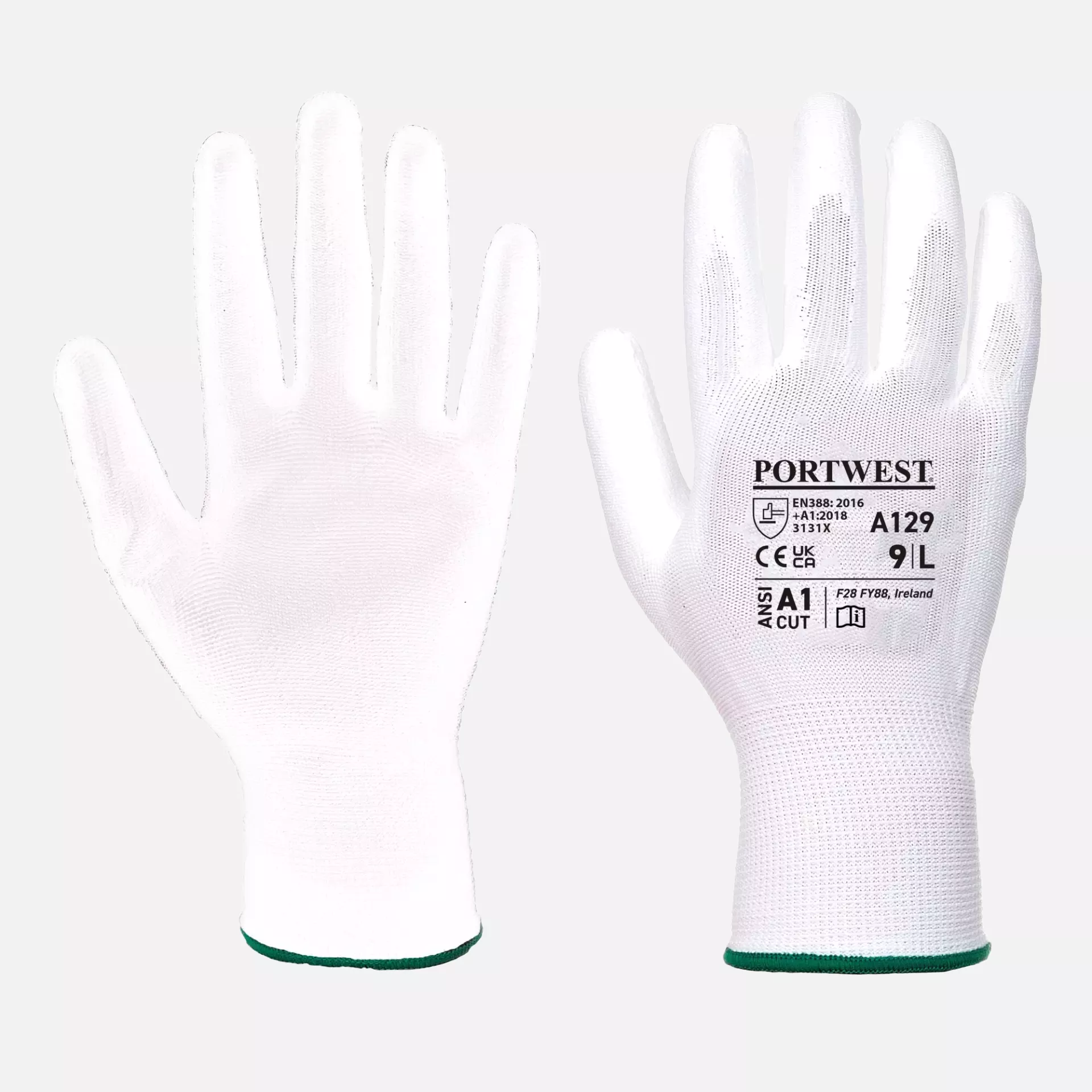 Portwest A129WHR, PU Palm Glove - Carton, White, image 1