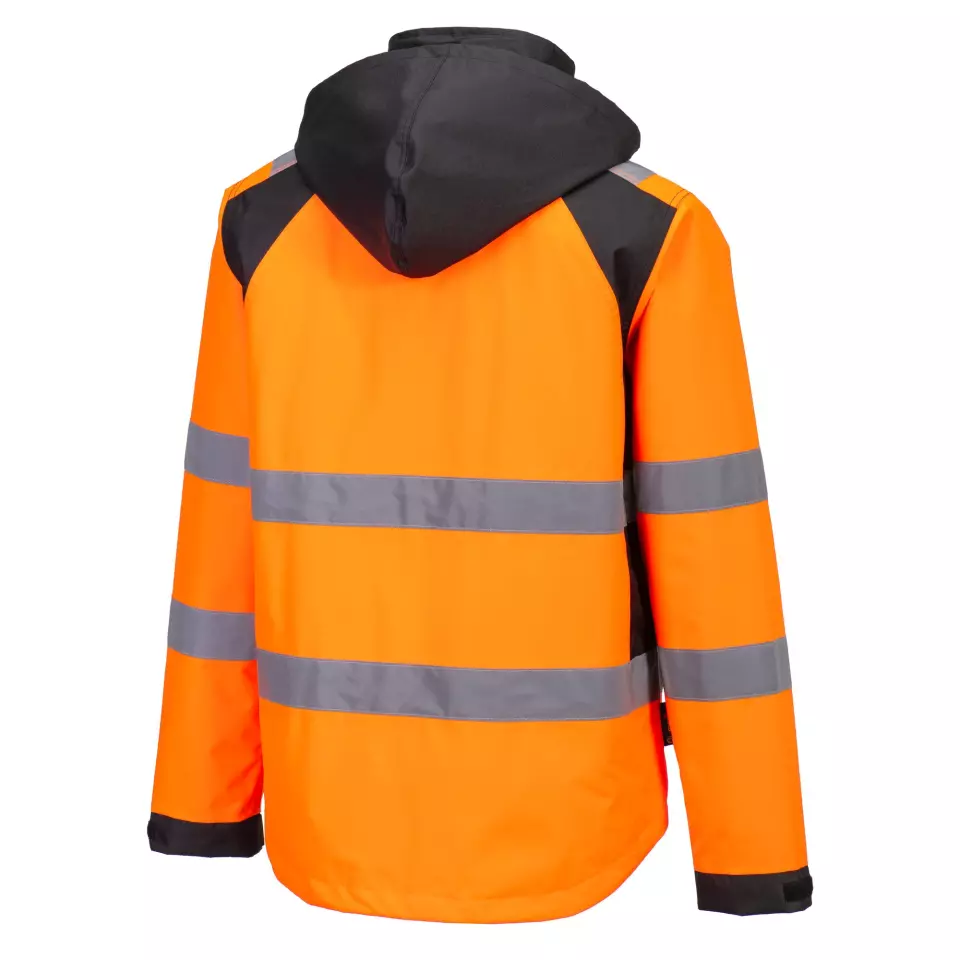 Portwest CD860OBR, WX2 Eco Hi-Vis Rain Jacket, Orange/Black, image 3, gallery thumbnail