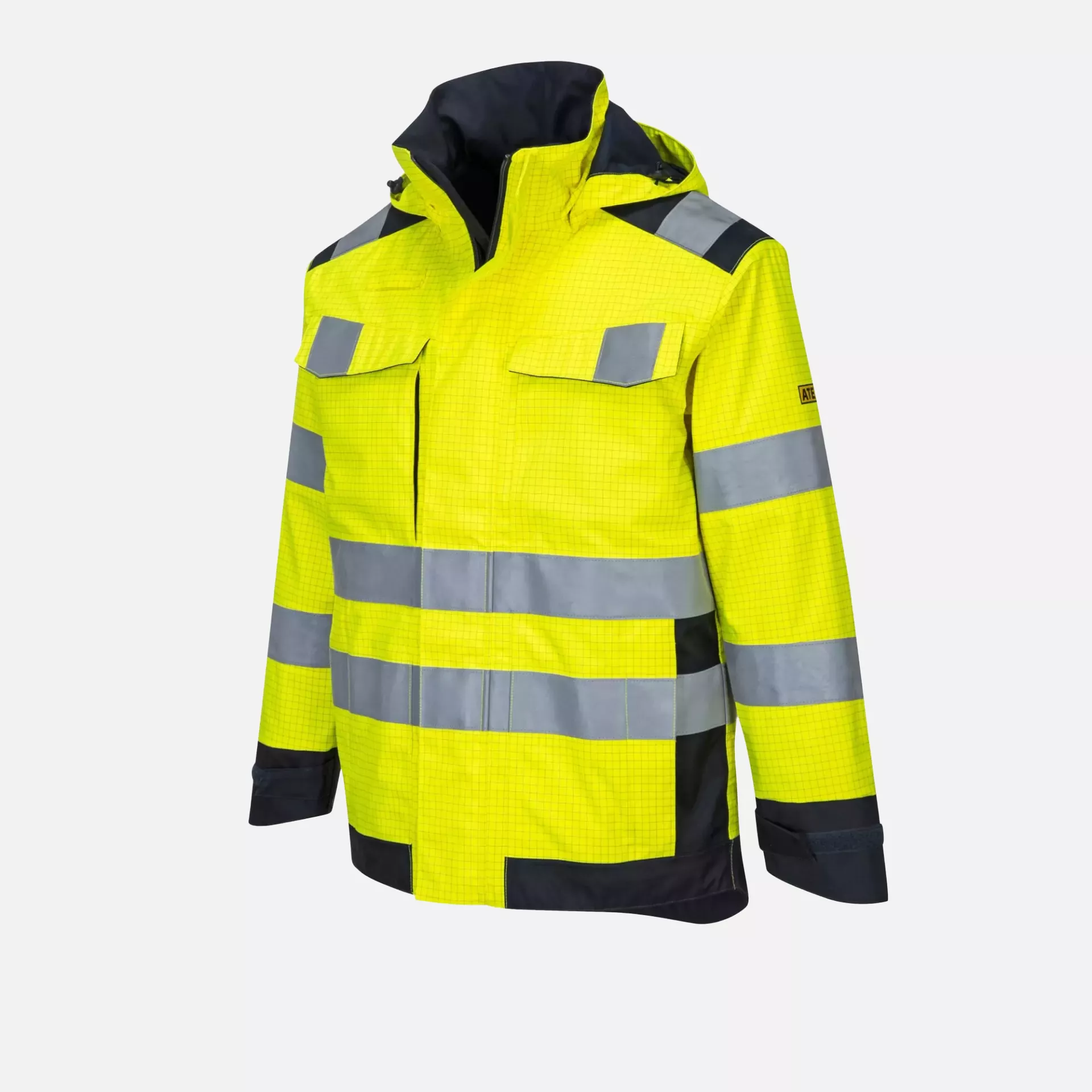 Portwest MV70YNR, Modaflame Rain Multi Norm Arc Jacket, Yellow/Navy, image 4