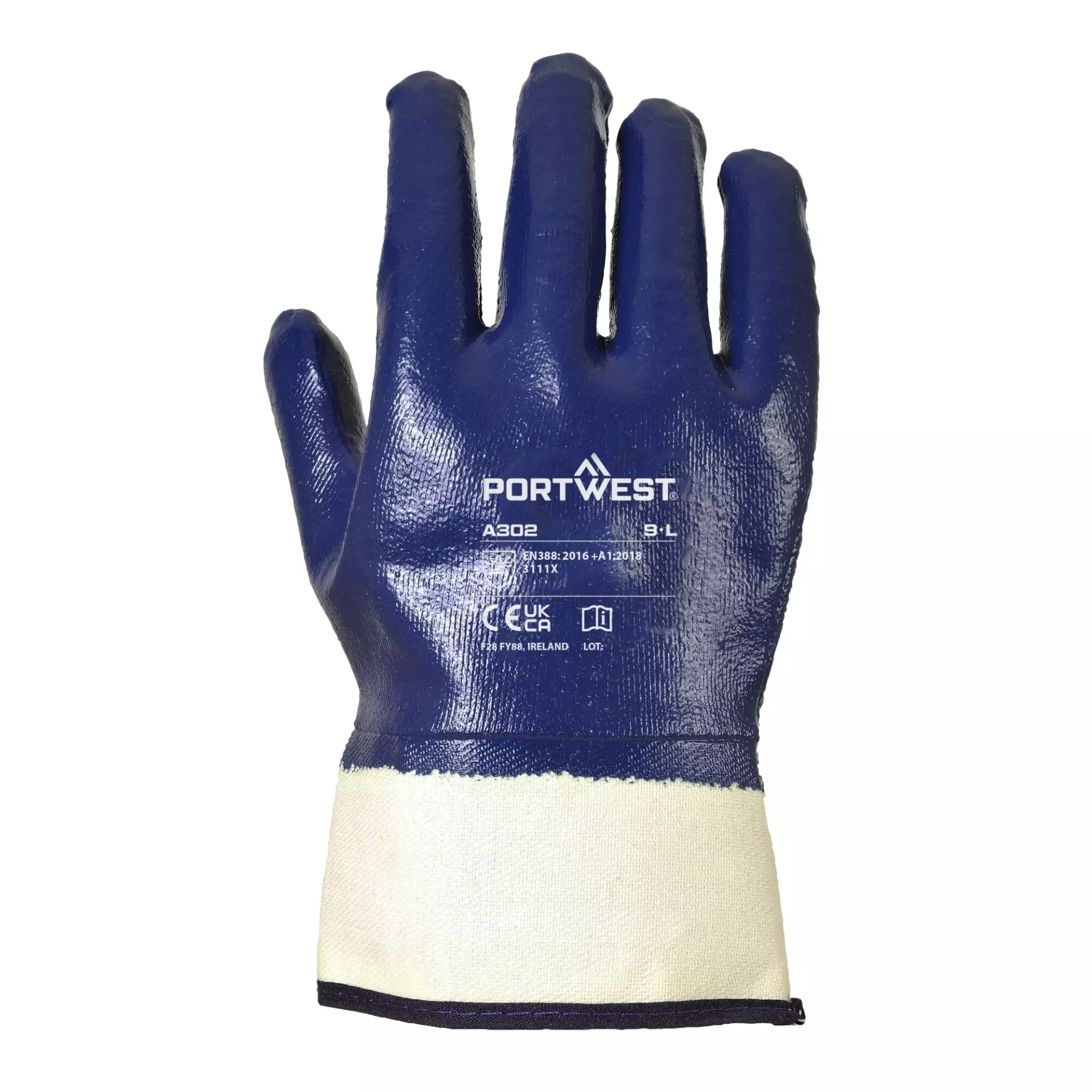 Portwest A302NAR, Fully Dipped Nitrile Safety Cuff, Navy, image 1