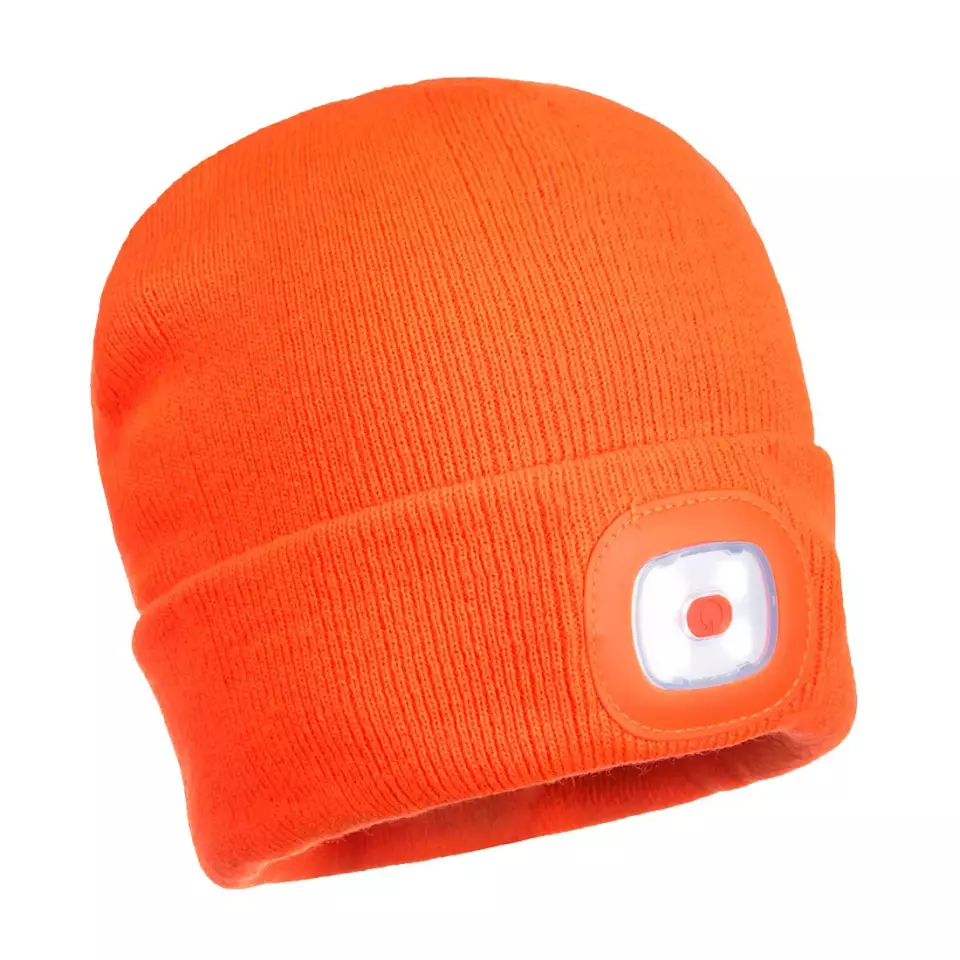 Portwest B028BKR, Rechargeable Twin LED Beanie, Black, image 4, gallery thumbnail